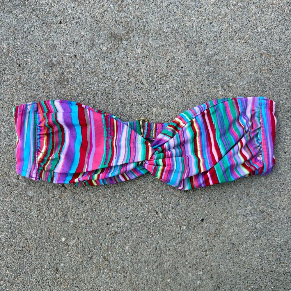 Victoria's Secret Rainbow Stripe Bandeau Twist Bikini Swim Top XS